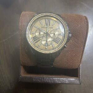 Michael Kors Black and Gold Chronograph Watch